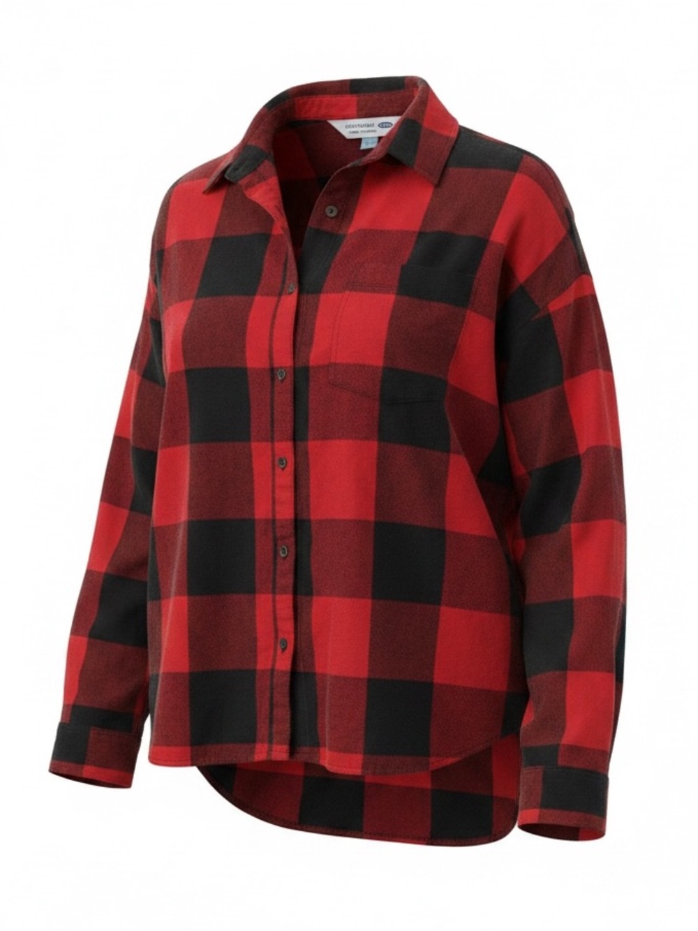 Old Navy Women’s Red and Black Buffalo Plaid Flannel Boyfriend Shirt